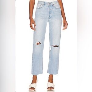 RE/DONE Originals 70's Stove Pipe in Surf Blue Destroyed - Size 30